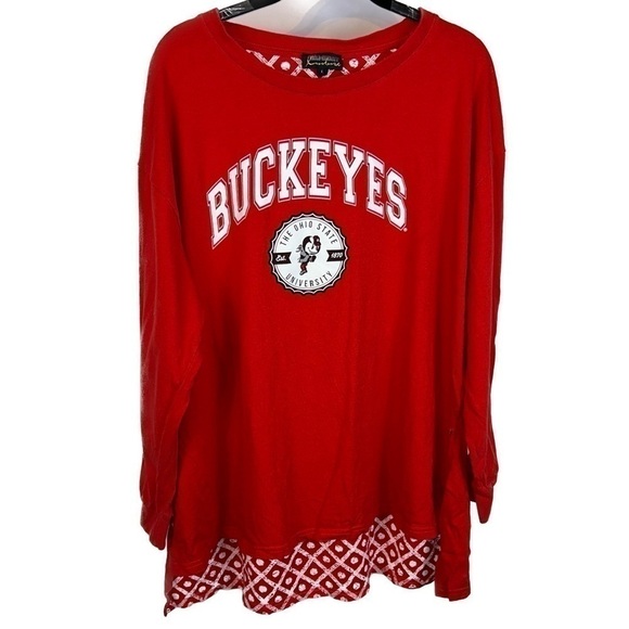 College Football Fan Tunic Top Pullover Long Sleeve Ohio State Buckeye OSU Shirt - Picture 1 of 10